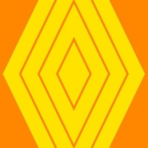 JP36 - Large - Harlequin Pinstripe Diamond Chains in Orange on Bright Yellow