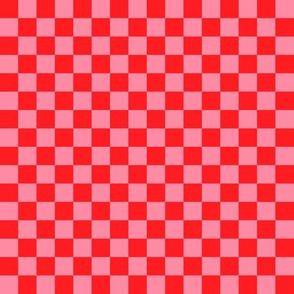 JP37 - Small - Scarlet Red and Pink Checkerboard of Half Inch Squares