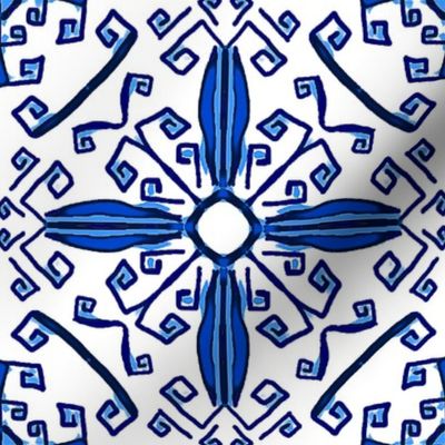 Greek Key Yamas, blue, medium
