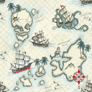 Pirate Journey to Skull Island Red and Blue//Kim Marshall
