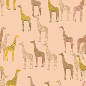 a tower of yellow giraffes