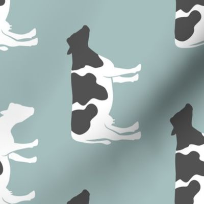 large scale - cows on dusty blue (90) C19BS