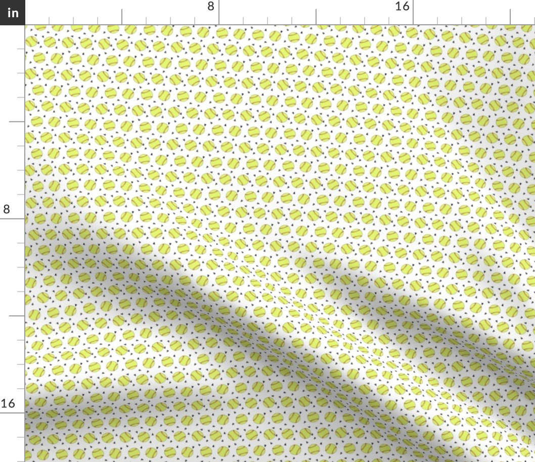 TINY - softball fabric - yellow softball fabric, softballs fabric, girls fabric, sports fabric, sports ball, sports -  white