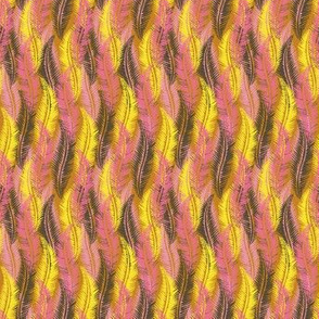 Feathers Pattern Yellow & Pink
