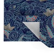 Octopus Ocean Playground Dark Blue Small Print