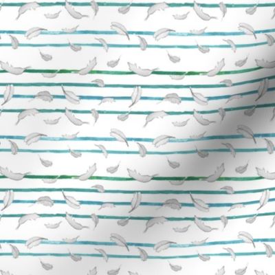 Take Flight Feather Stripe in Teal Dainty