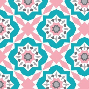 Mattonelle - Moroccan Geometric - Pink & Aqua