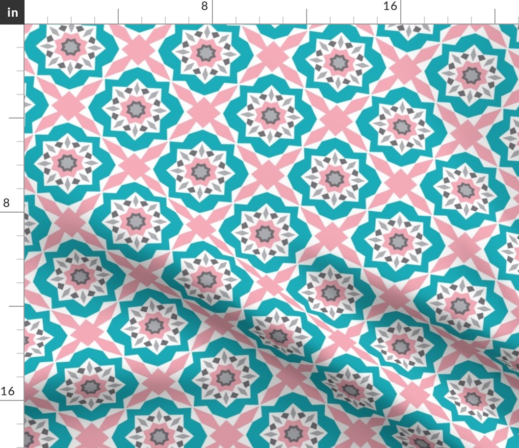 Mattonelle - Moroccan Geometric - Pink & Aqua