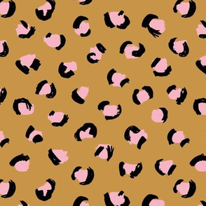 Trendy leopard print animals fur modern Scandinavian style raw brush  abstract ochre pink