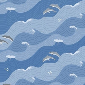 waves and dolphins