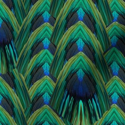 Peacock Feathers Deco Stacked Stripes