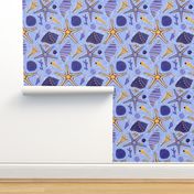 medium scale / Seashells blue and yellow