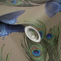 Peacock Feather Butterfly Art-Nouveau-fabric1-2-MEDTAUPE