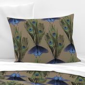 Peacock Feather Butterfly Art-Nouveau-fabric1-2-MEDTAUPE