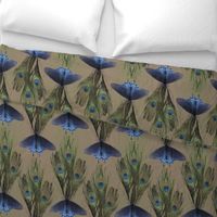 Peacock Feather Butterfly Art-Nouveau-fabric1-2-MEDTAUPE