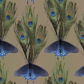 Peacock Feather Butterfly Art-Nouveau-fabric1-2-MEDTAUPE