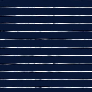 Medium White stripes on navy blue nautical stripes organic stripes dark blue