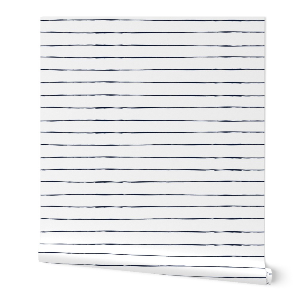 micro ditsy blue lines on white nautical sailing stripes