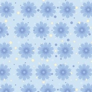Blue shades blend flowers with polka dot background