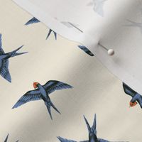 Swooping Swallows Blue on Natural Cream // standard