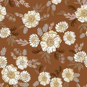 sierra floral - block print floral fabric, woodcut floral, linocut floral fabric, block print fabric, andrea lauren design fabric, home decor fabric, interior design, floral  girls nursery fabric - ginger