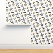 Coastal Treasure|Shells Starfish White|Renee Davis