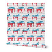 Political Party - Elephants and Donkeys - Red and blue on stripes - LAD19