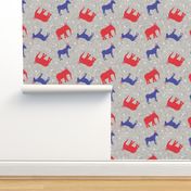 Political Party - Elephants and Donkey toss - Red White and Blue election fabric - LAD19