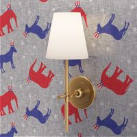 Political Party - Elephants and Donkey toss - Red White and Blue election fabric - LAD19
