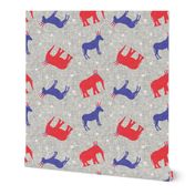 Political Party - Elephants and Donkey toss - Red White and Blue election fabric - LAD19