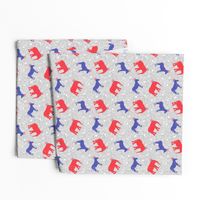 Political Party - Elephants and Donkey toss - Red White and Blue election fabric - LAD19