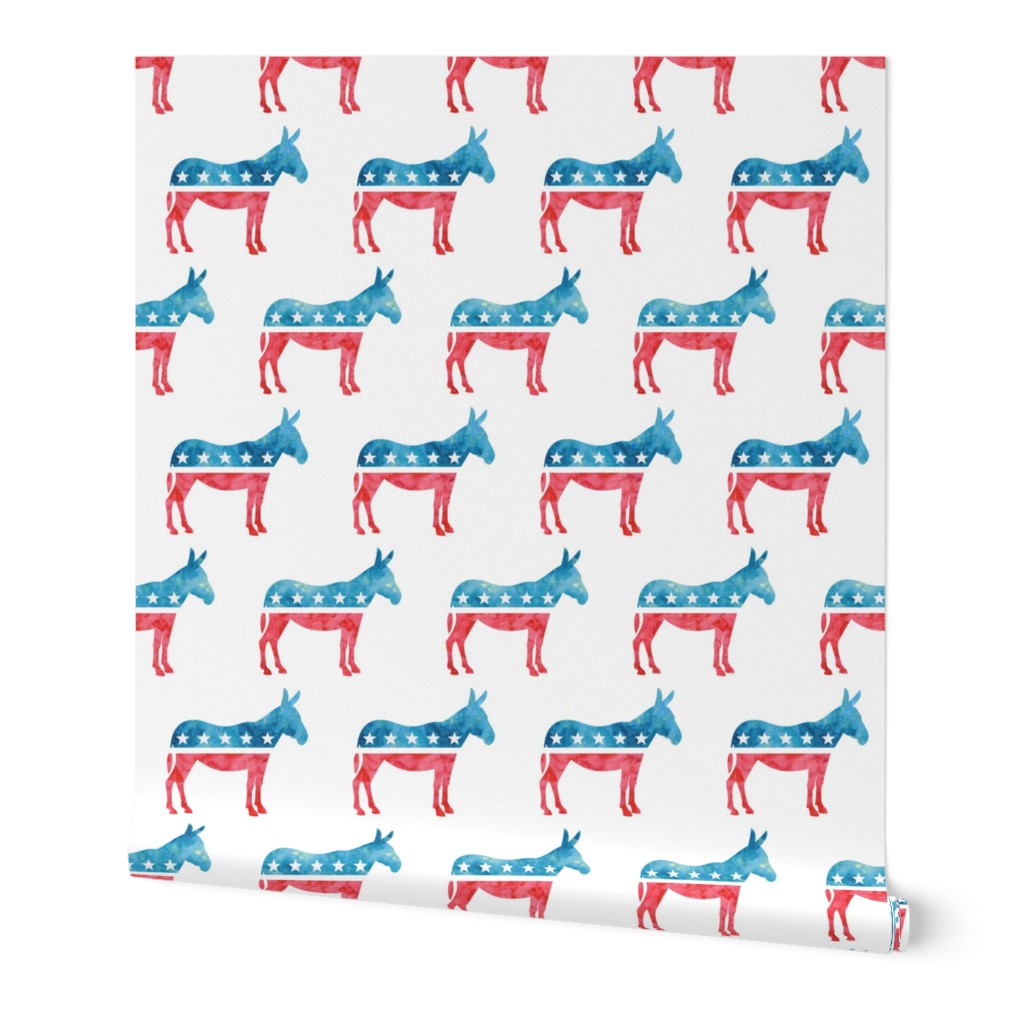Democratic Party - Donkey - Red and blue watercolor - LAD19