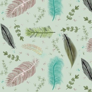 War Paint and Soft Feathers - Green