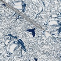 Vintage nautical journey , ocean, sea,waves coastal fabric wallpaper