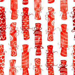 Watercolor Christmas Crackers -Red