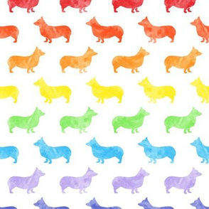 watercolor corgi - Pembroke Welsh Corgi dog breed - rainbow - LAD19