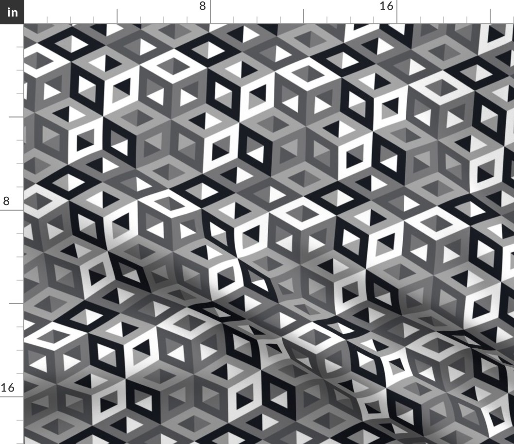 3D Optical Pattern Black and White-White Cubes-01