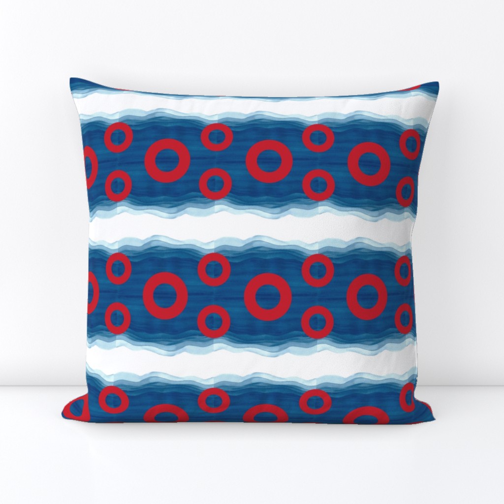 Red Circle Donut on Watercolor Pattern_500x750