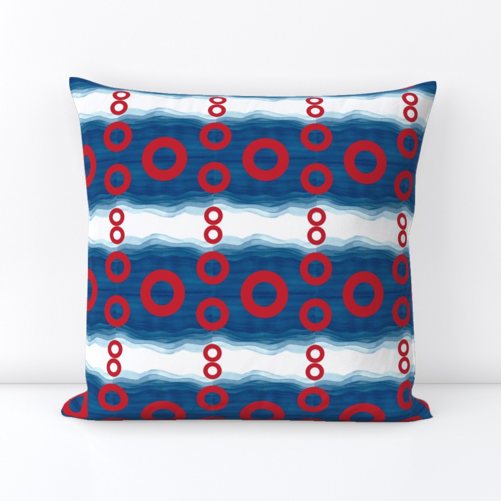 Red Circle Donut on Watercolor Pattern_3_500x750