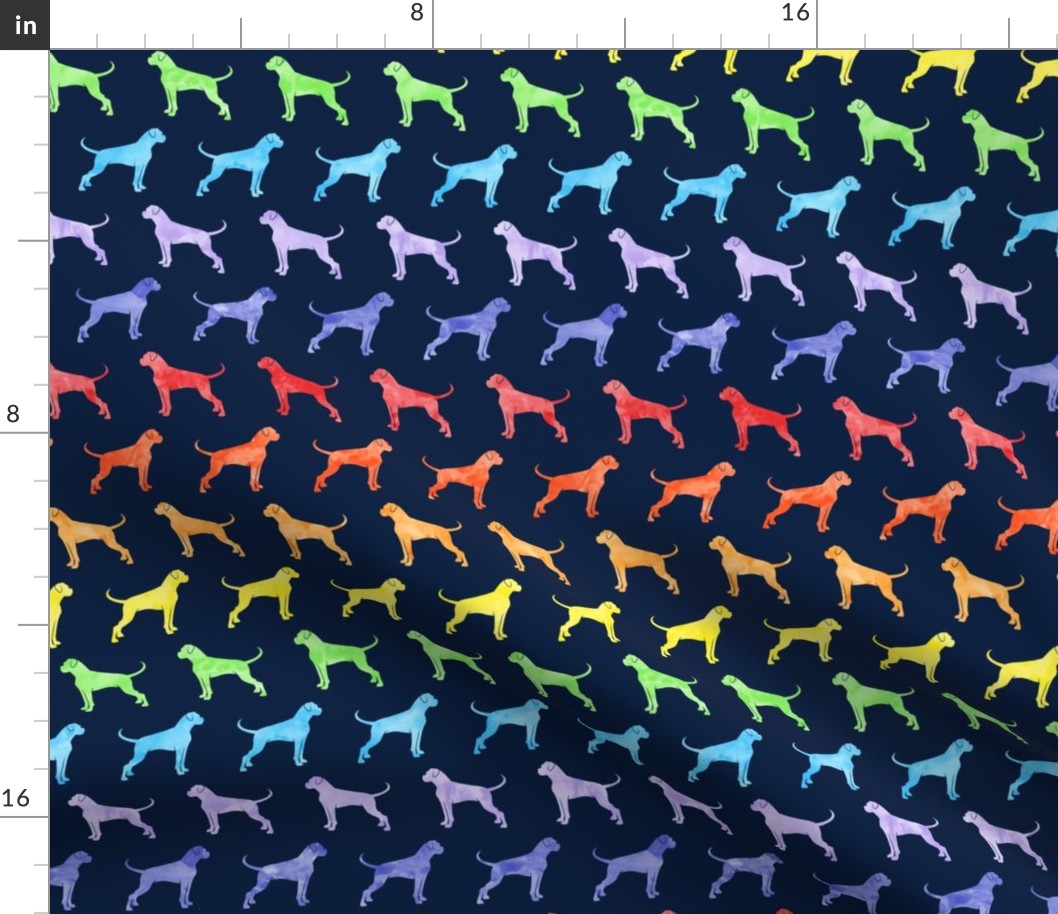 boxer dogs - rainbow on navy - LAD19