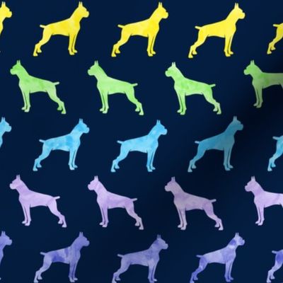 boxer dogs - rainbow on navy (cropped) - LAD19