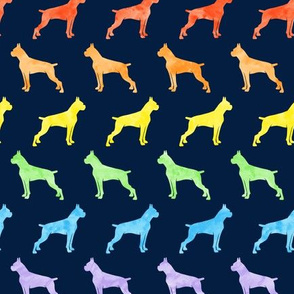 boxer dogs - rainbow on navy (cropped) - LAD19