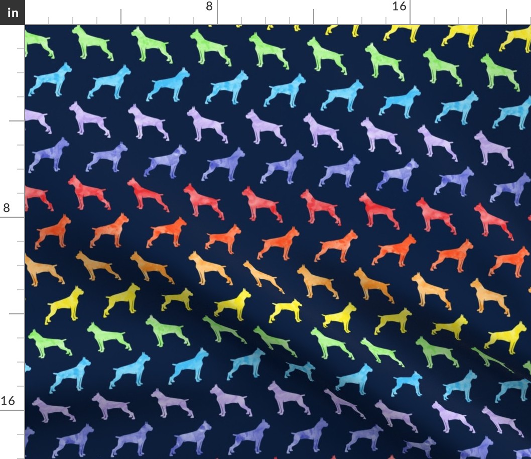 boxer dogs - rainbow on navy (cropped) - LAD19