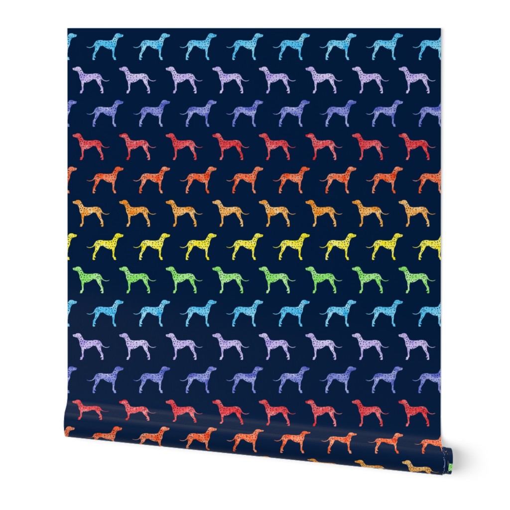 Dalmatians dog - rainbow on navy - LAD19