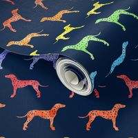 Dalmatians dog - rainbow on navy - LAD19