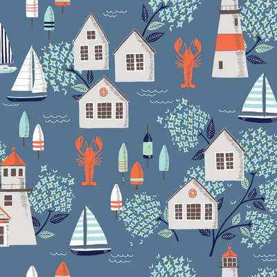 Nantucket Plaid Fabric, Ocean