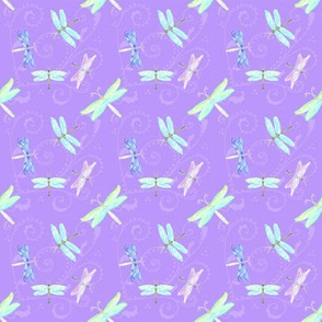 Dreamy Dragonflies on Purple
