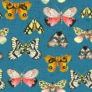 Moths on Turquoise Linen