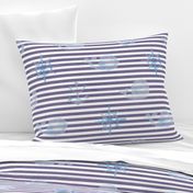 Watercolor Blue Whales Anchor Linen Sailor Stripes