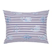 Watercolor Blue Whales Anchor Linen Sailor Stripes